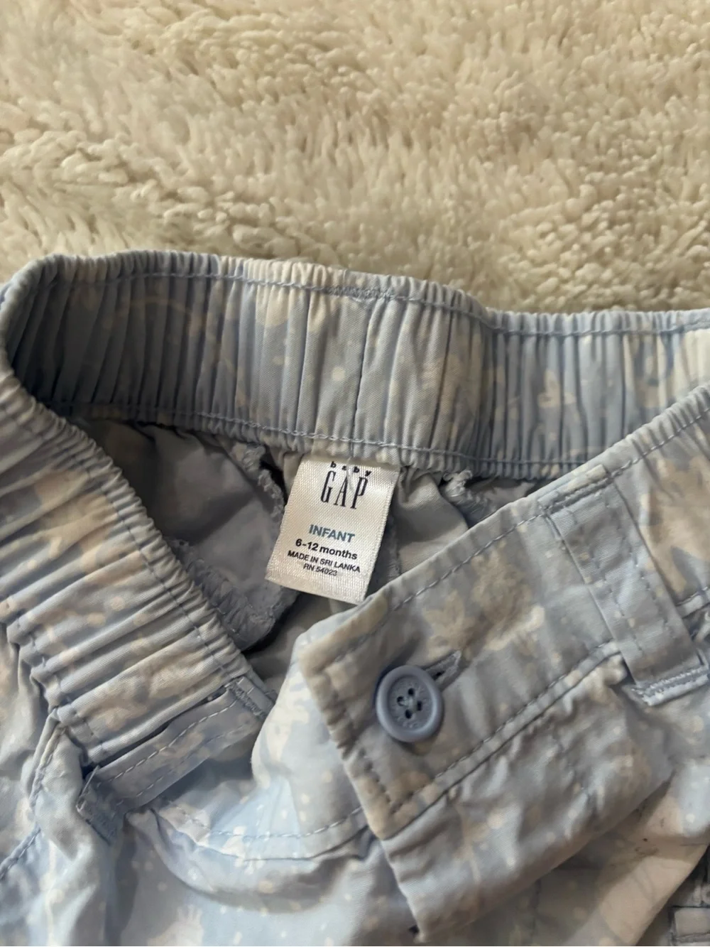 Infant Light Blue beach theme Cargo pants with Subtle Print